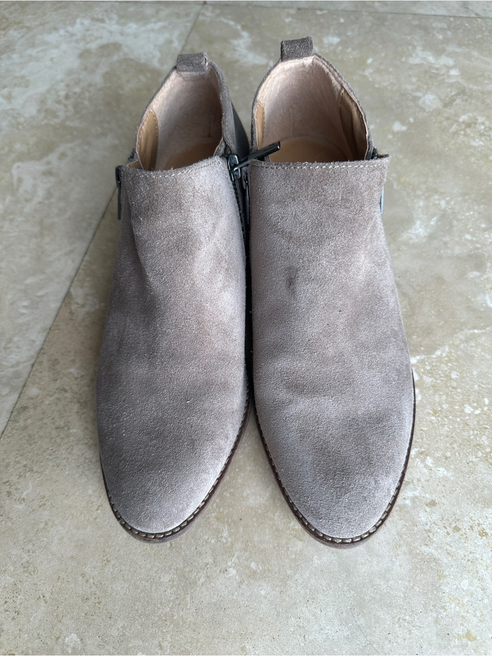 Women’s Lucky Brand Suede Ankle Boots — Taupe Gray